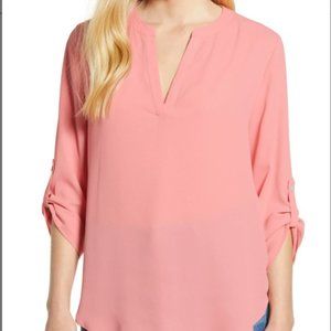 Everleigh Roll-Tab Sleeve Tunic Dusty Rose Large